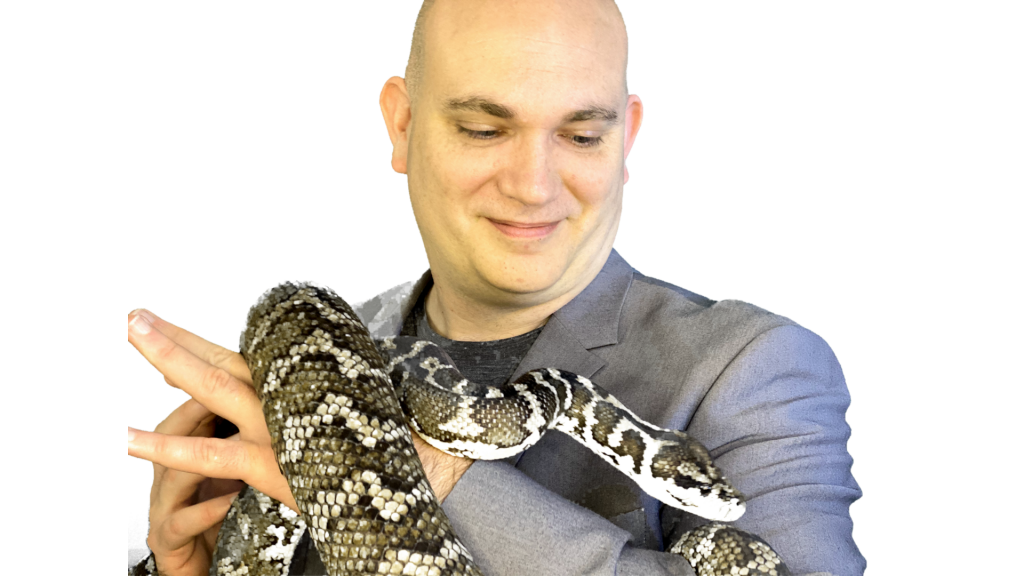 Mair Swartz with his pet snake